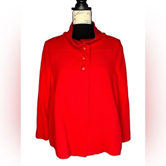 Randy Kemper wool blend red three button jacket NWT size 12 pockets 3/4 Sleeves - Picture 3 of 13